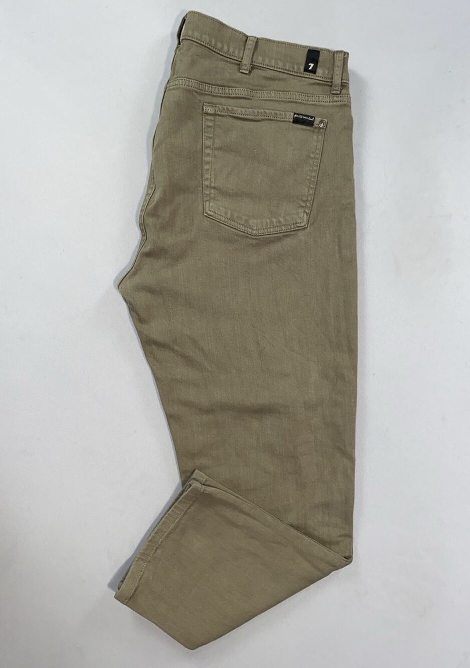 7 For All Mankind 'Slimmy' 5-Pocket Stretch Slim Fit Jeans. Olive, Men's 40X28.5